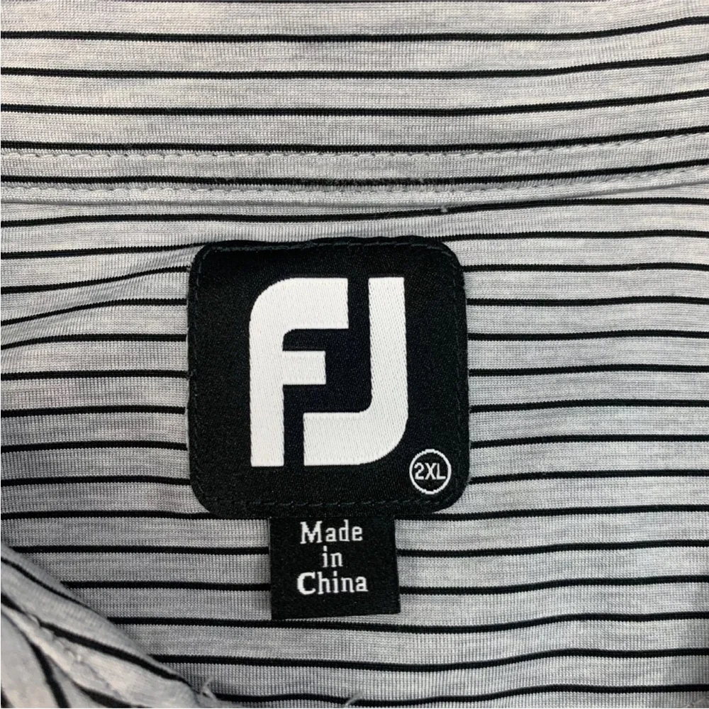 FootJoy Men’s Striped Golf Polo Shirt – Size XXL - Grey and Black - Picture 4 of 6